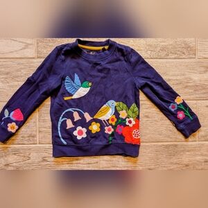 Mini Boden Size 5-6 VGUC Beautiful Bird🐦 Embroidered Sweater
